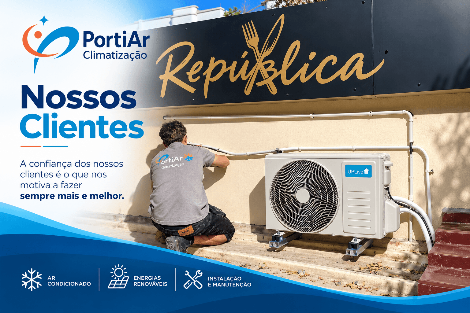 Foto de instalação de ar condicionado realizada pela PortiAr
